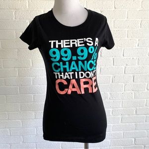 Wound Up Black '99.9% Chance I Don't Care' Graphic Tee Shirt Medium